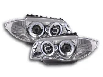 Faros Delanteros Set Angel Eyes Bmw Serie 1 Modelo E87/E81 04- Cromado Fk Automotive