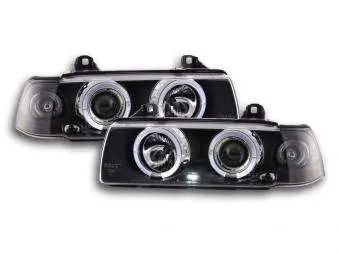 Faros Delanteros Set Angel Eyes Bmw Serie 3 Sedan Modelo E36 92-98 Negro Fk Automotive