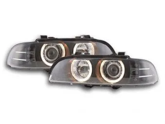 Faros Delanteros Angel Eyes Set Bmw Serie 5 E39 95-00, Negro Fk Automotive