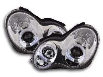 Faros Delanteros Set Angel Eyes Mercedes Clase C Modelo W203 00-07 Cromado Fk Automotive