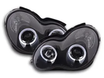 Faros Delanteros Set Angel Eyes Mercedes Clase C Modelo W203 00-07 Negro Fk Automotive