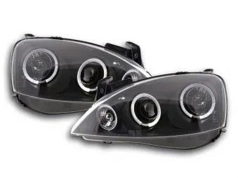 Faros Delanteros Set Angel Eyes Opel Corsa Modelo C 01-06 Negro Fk Automotive