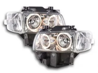 Faros Delanteros Angel Eyes Set Vw Bus Modelo T4 97-02 Cromado Fk Automotive