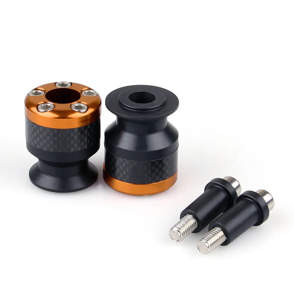 Carretes deslizantes basculantes CNC de fibra de carbono universales para motocicleta, 10mm, color naranja genérico