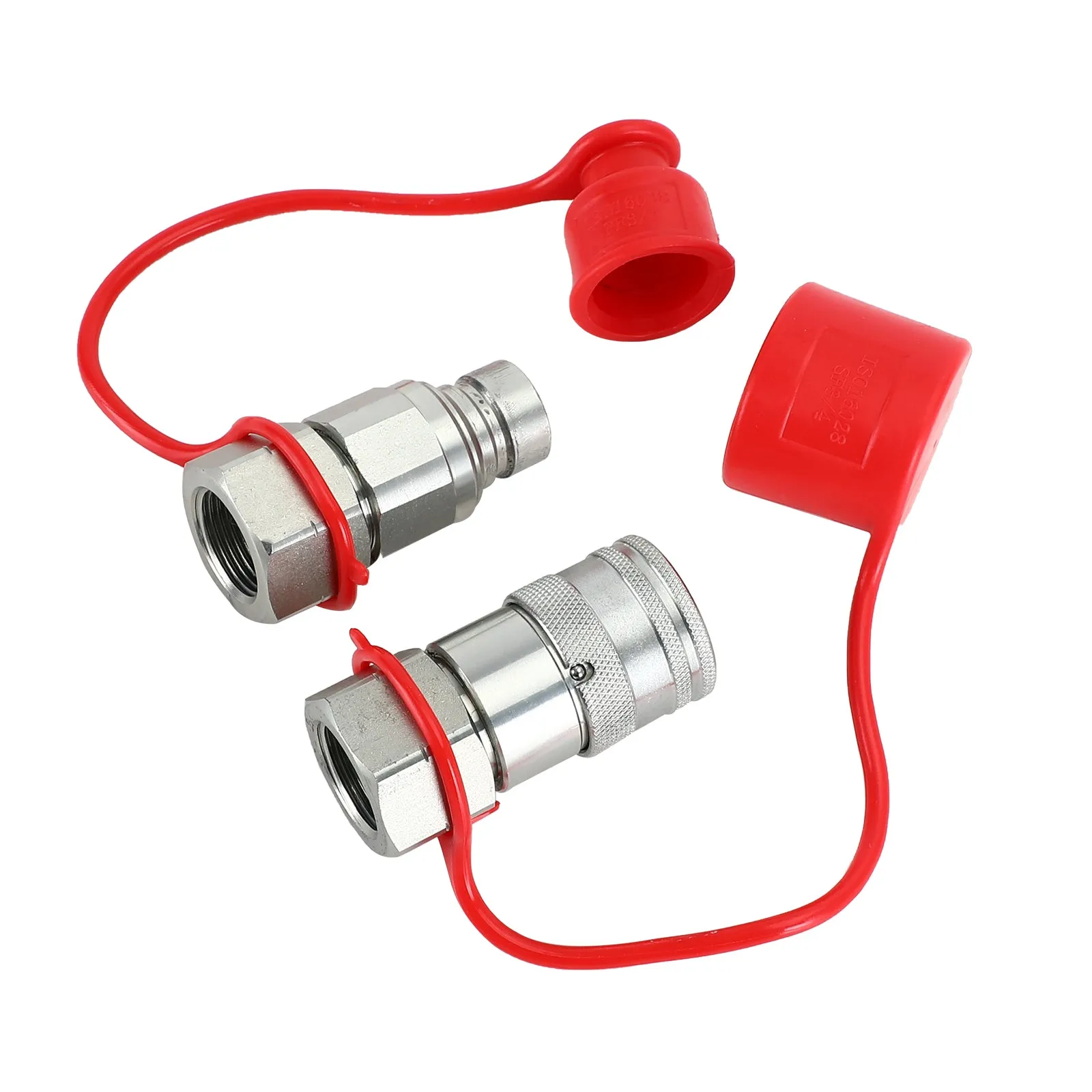 Minicargador hidráulico de acoplador rápido de cara plana, par NPT de 3/4" para Bobcat ISO 16028