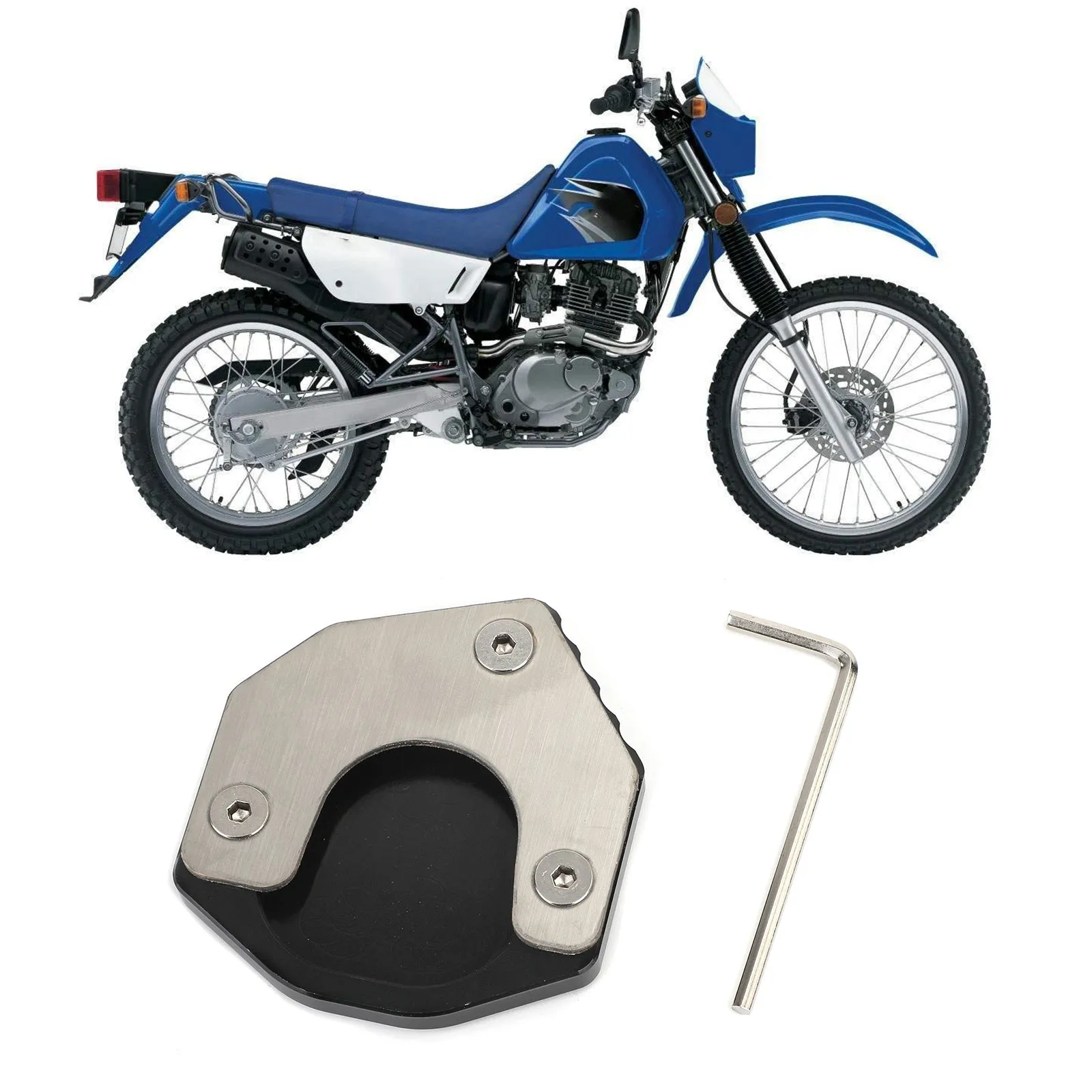 Kickstand Sidestand Ampliar Placa Pad para SUZUKI DRZ400S/E DRZ400SM 2000+ Negro Genérico