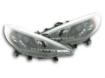 Faros Delanteros Luz Diurna Set Peugeot 207 06- Negro Fk Automotive