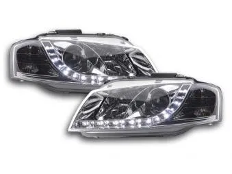 Faros Delanteros Luz Diurna Set Audi A3 Modelo 8p 03-07 Cromado Fk Automotive