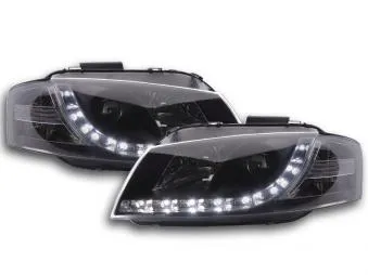 Faros Delanteros Luz Diurna Set Audi A3 Modelo 8p 03-07 Negro Fk Automotive