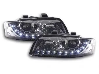 Faros Delanteros Luz Diurna Set Audi A4 Modelo 8e 01-04 Negro Fk Automotive