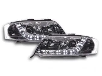 Faros Delanteros Luz Diurna Set Audi A6 Modelo 4b 97-01 Cromado Fk Automotive