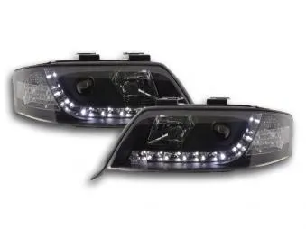 Faros Delanteros Luz Diurna Set Audi A6 Modelo 4b 97-01 Negro Fk Automotive