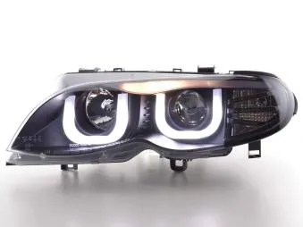Faros Delanteros Luz Diurna Set Bmw Serie 3 E46 Sedan/Touring 02-05, Negro Fk Automotive