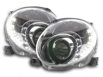 Faros Delanteros Luz Diurna Set Fiat 500 07- Cromado Fk Automotive
