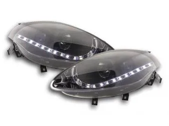 Faros Delanteros Luz Diurna Set Fiat Bravo Modelo 198 07-, Negro Fk Automotive