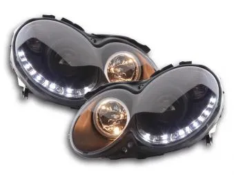 Faros Delanteros Luz Diurna Set Mercedes-Benz Clk Modelo W209 04-09, Negro Fk Automotive