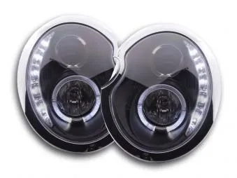 Faros Delanteros Luz Diurna Set Mini Cooper Modelo R50 01-06 Negro Fk Automotive