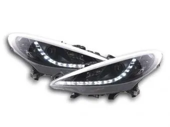Faros Delanteros Luz Diurna Set Luz Diurna Peugeot 207 2006- Negro R87 Fk Automotive