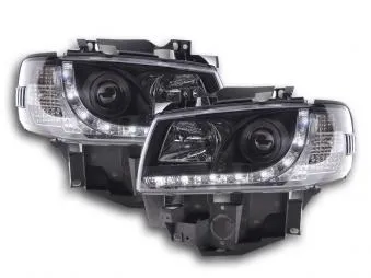 Faros Delanteros Luz Diurna Set Vw Bus Modelo T4 96-03 Negro Fk Automotive
