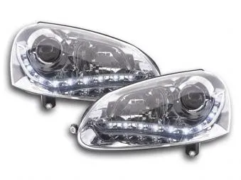 Faros Delanteros Luz Diurna Set Vw Golf 5 Modelo 1k 03-08 Cromado Fk Automotive