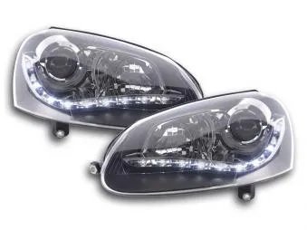 Faros Delanteros Luz Diurna Set Vw Golf 5 Modelo 1k 03-08 Negro Fk Automotive