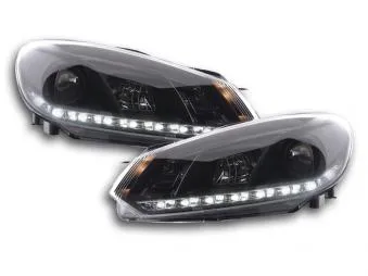 Faros Delanteros Luz Diurna Set Luz Diurna Vw Golf 6 Modelo 1k 08- Negro Fk Automotive