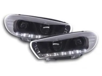 Faros Delanteros Luz Diurna Set Vw Scirocco 3 Modelo 13 08- Negro Fk Automotive