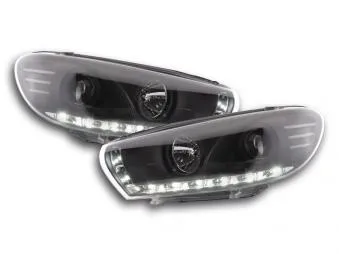 Faros Delanteros Luz Diurna Set Luz Diurna for Vw Scirocco 3 Modelo 13 08- Negro Fk Automotive