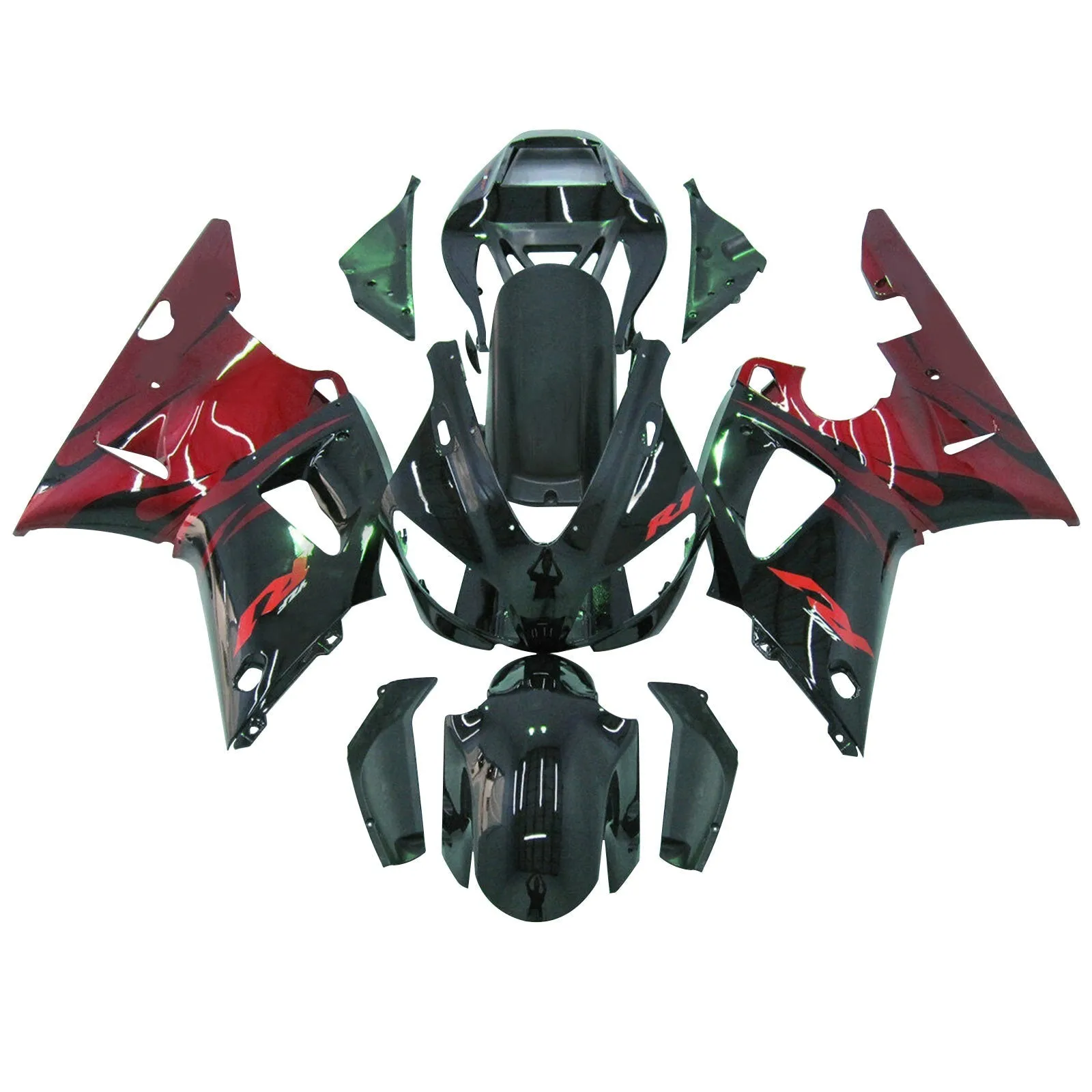 Kit de carenado Amotopart para YAMAHA YZF R1 1998-1999 Negro Genérico