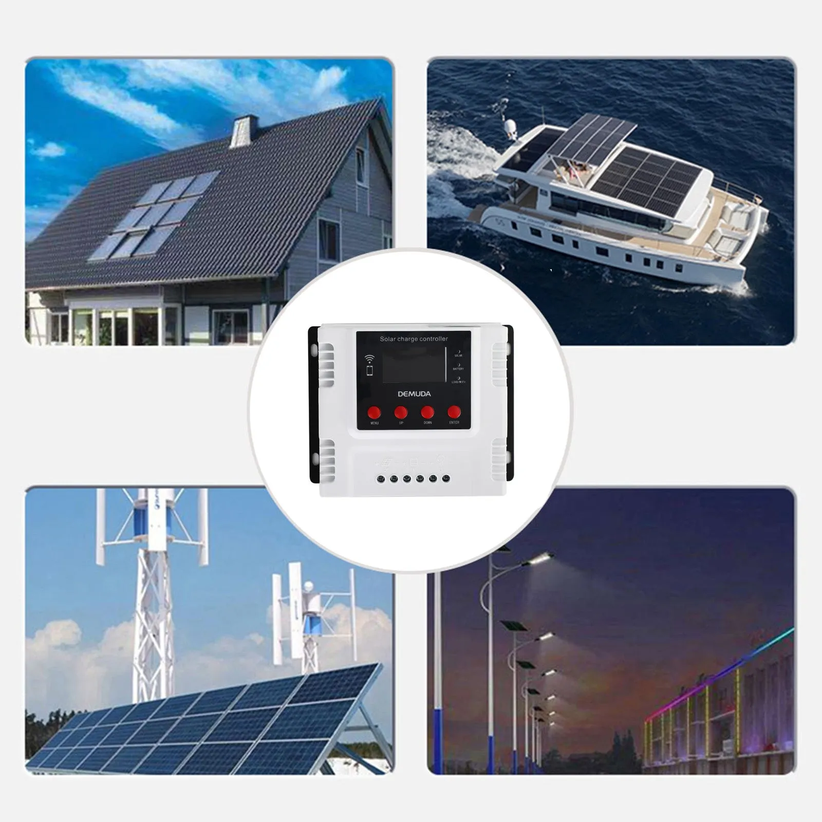 10A-60A 12V 24V 48V 48V Cargador solar con Wifi Monitor PWM LCD Regulador