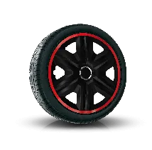 Tapacubos 14", FAST LUX ROJO-NEGRO 4 pzs