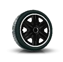 Tapacubos 14", FAST LUX BLANCO-NEGRO 4 pzs