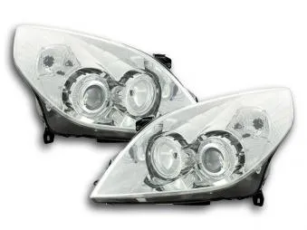 Faros Delanteros Angel Eyes Set Opel Vectra Modelo C 05-08 Cromado Fk Automotive
