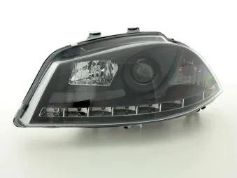 Faros Delanteros Luz Diurna Set Seat Ibiza Modelo 6l 03-08 Negro Fk Automotive