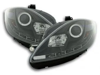 Faros Delanteros Luz Diurna Set Seat Leon 1p 09- Negro Fk Automotive