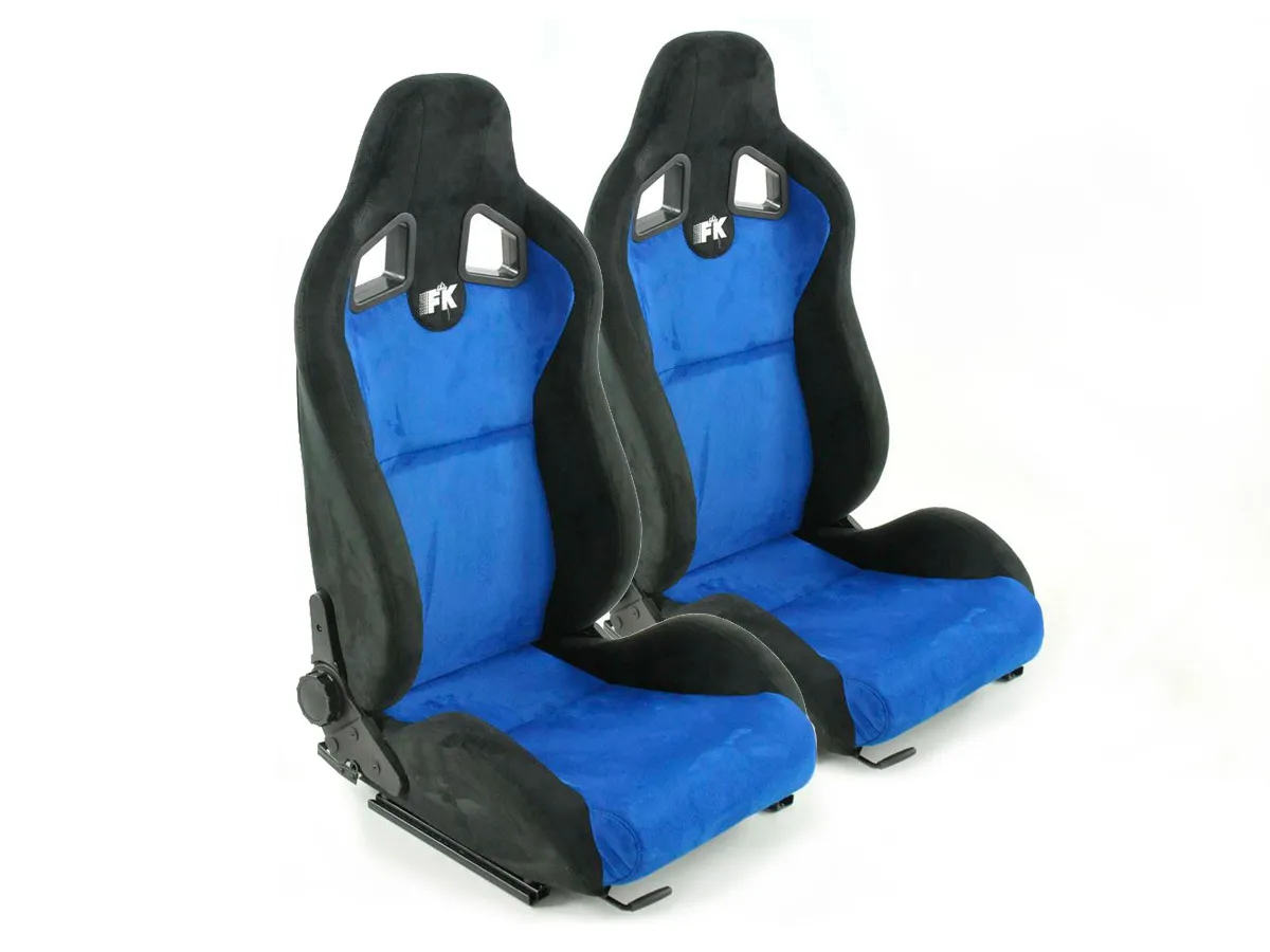 Juego Asientos Deportivos Columbus Cuero Artificial Azul/Negro Fk Automotive