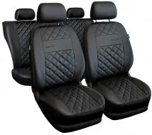 Fundas de asiento universales Perfect Line en ecopiel con costuras negras adecuadas para VOLKSWAGEN AMAROK