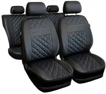 Fundas de asiento universales Perfect Line en ecopiel con costuras azules adecuadas para VOLKSWAGEN AMAROK