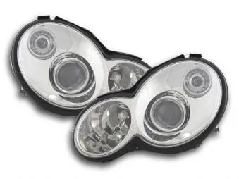 Faros Delanteros Set Angel Eyes Mercedes-Benz Clase C Sportcoupe Modelo W203, Cromado Fk Automotive