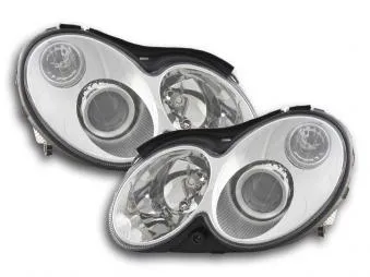 Faros Delanteros Set Angel Eyes Mercedes-Benz Clk Modelo W209, Cromado Fk Automotive