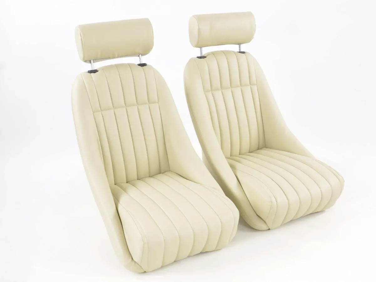 Juego Asientos Deportivos Montgomery De Cuero Artificial Beige Fk Automotive
