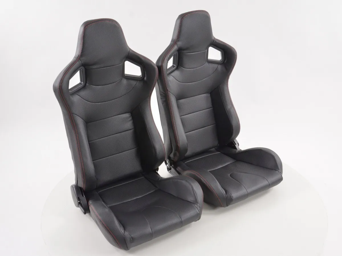 Juego Asientos Deportivos Halbschalensitz Cuero Artificial De Carbono Negro Fk Automotive