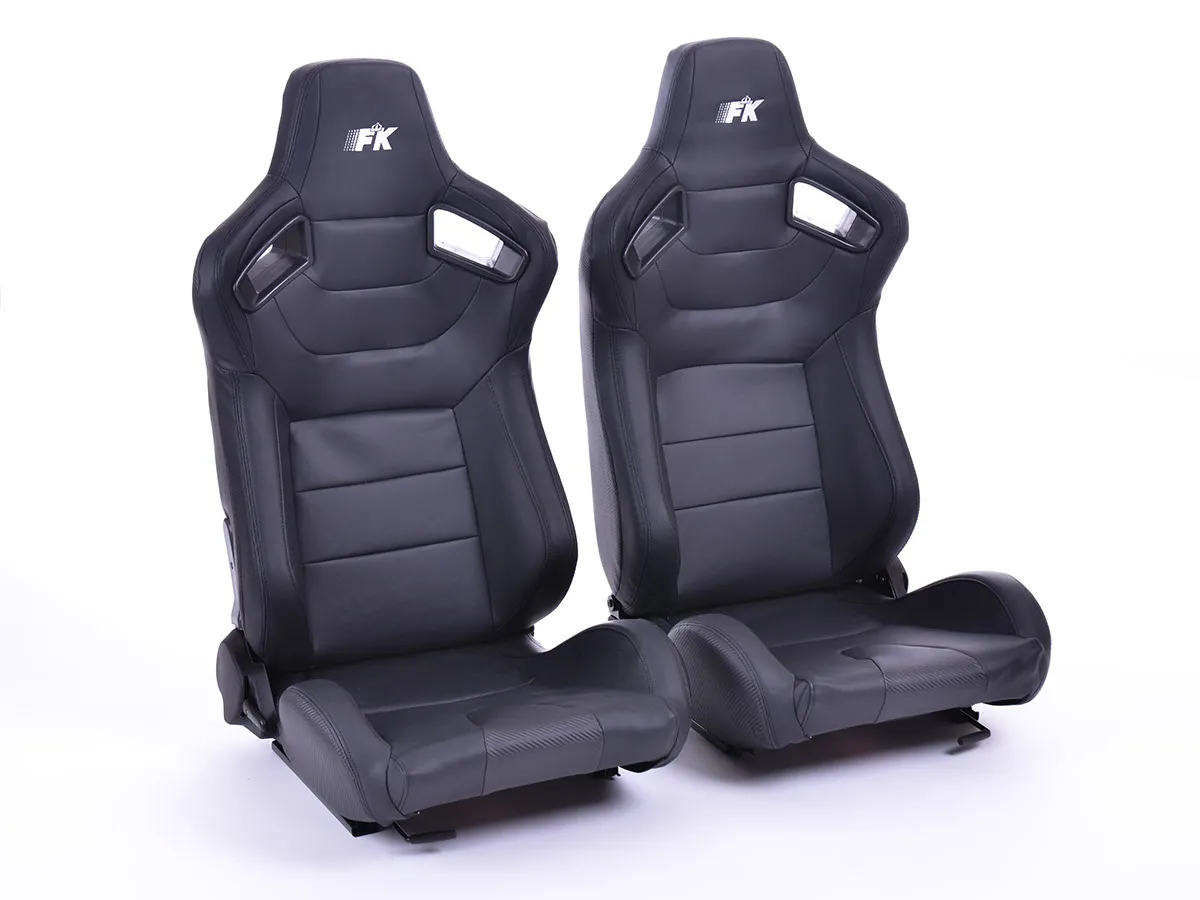Asientos Deportivos Bremen Cuero Artificial Negro Carbon-Look Fk Automotive