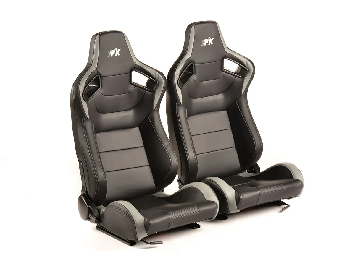 Asientos Deportivos Bremen Cuero Artificial Negro/Gris Carbon-Look Fk Automotive