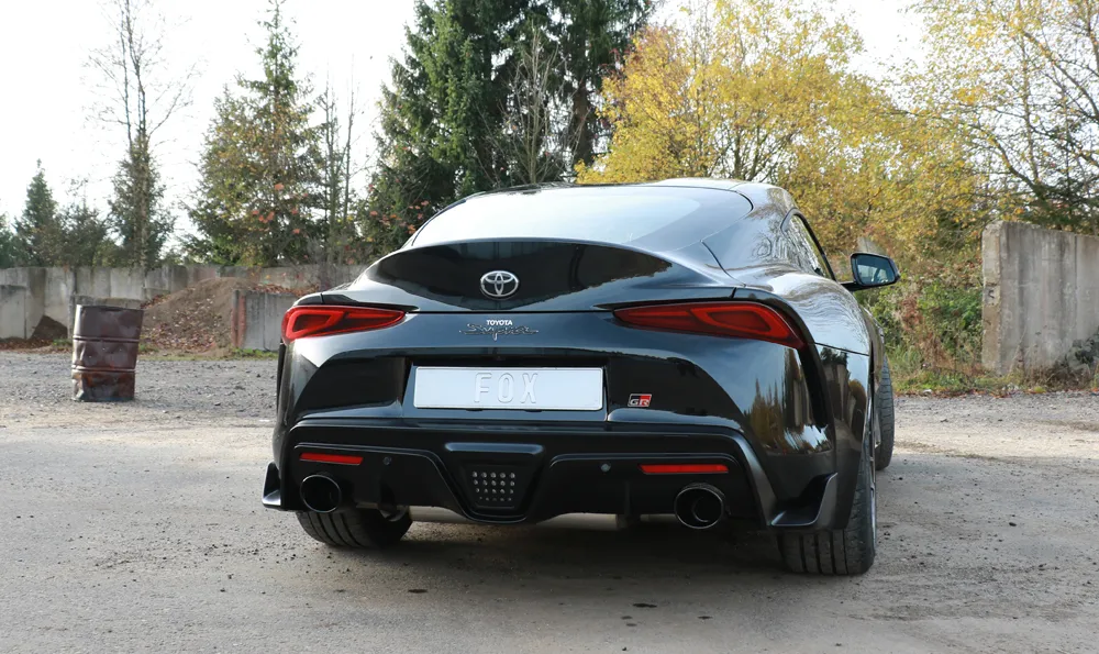 FOX Escape trasero salida cruzada derecha / izquierda - 129x106 tipo 44 esmaltada en negro Toyota Supra JTSC Año: 3,0l 250kW